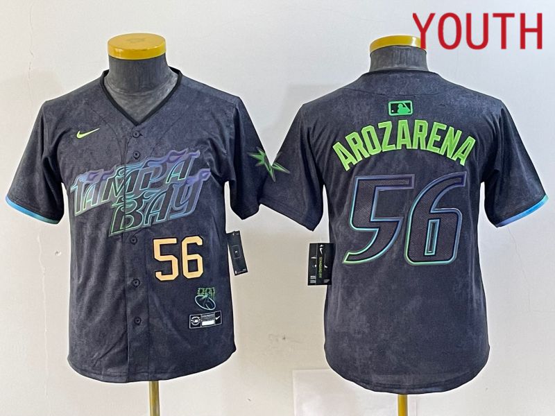 Youth Tampa Bay Rays #56 Randy Arozarena Nike MLB Limited City Connect Black 2024 Jersey style 1->women mlb jersey->Women Jersey